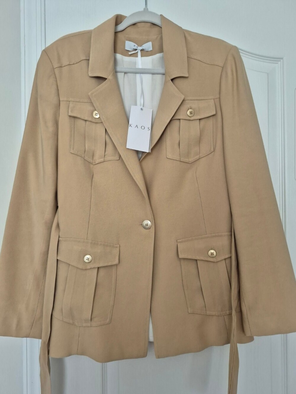 Kaos Tan Utility-Style Blazer Jacket